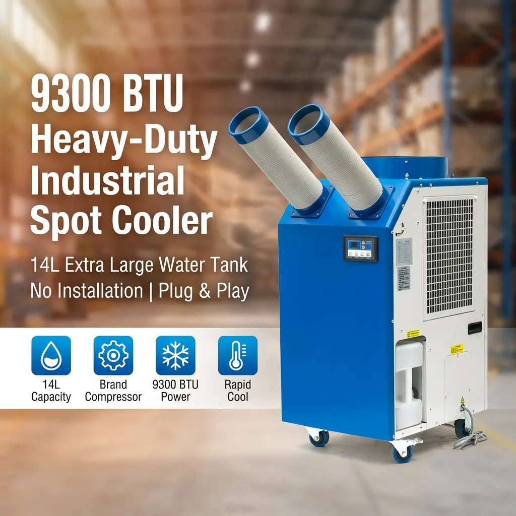 OEM 14L suur paak 2700W võimsusega 9300BTU rootorkompressor kaasaskantav kohtjahuti tööstuslik konditsioneer töökoja jaoks